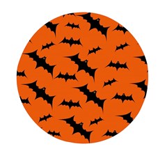 Halloween Card With Bats Flying Pattern Mini Round Pill Box