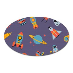 Space Seamless Pattern Oval Magnet by Wegoenart