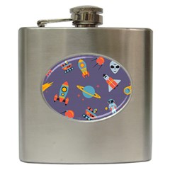 Space Seamless Pattern Hip Flask (6 Oz) by Wegoenart