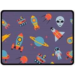 Space Seamless Pattern Double Sided Fleece Blanket (large)  by Wegoenart