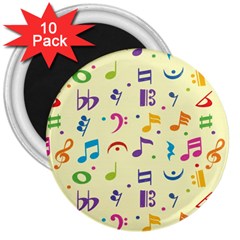 Seamless Pattern Musical Note Doodle Symbol 3  Magnets (10 Pack)  by Wegoenart