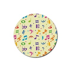 Seamless Pattern Musical Note Doodle Symbol Rubber Round Coaster (4 Pack) by Wegoenart