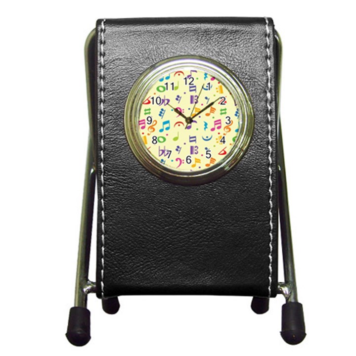 Seamless Pattern Musical Note Doodle Symbol Pen Holder Desk Clock