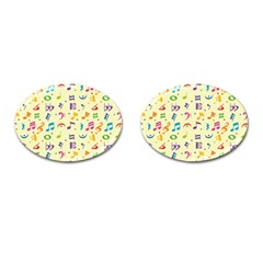 Seamless Pattern Musical Note Doodle Symbol Cufflinks (oval) by Wegoenart