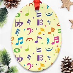 Seamless Pattern Musical Note Doodle Symbol Oval Ornament (two Sides) by Wegoenart