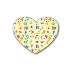 Seamless Pattern Musical Note Doodle Symbol Rubber Coaster (heart) by Wegoenart