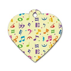 Seamless Pattern Musical Note Doodle Symbol Dog Tag Heart (two Sides) by Wegoenart