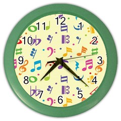 Seamless Pattern Musical Note Doodle Symbol Color Wall Clock by Wegoenart