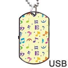 Seamless Pattern Musical Note Doodle Symbol Dog Tag Usb Flash (one Side) by Wegoenart