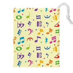 Seamless Pattern Musical Note Doodle Symbol Drawstring Pouch (4xl) by Wegoenart