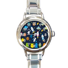 Big Set Cute Astronaut Space Planet Star Alien Rockets Ufo Constellation Satellite Moon Round Italian Charm Watch by Wegoenart