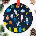 Big Set Cute Astronaut Space Planet Star Alien Rockets Ufo Constellation Satellite Moon Ornament (Round) Front