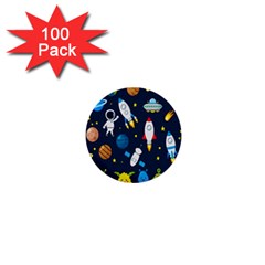 Big Set Cute Astronaut Space Planet Star Alien Rockets Ufo Constellation Satellite Moon 1  Mini Buttons (100 Pack)  by Wegoenart