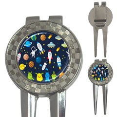 Big Set Cute Astronaut Space Planet Star Alien Rockets Ufo Constellation Satellite Moon 3-in-1 Golf Divots by Wegoenart