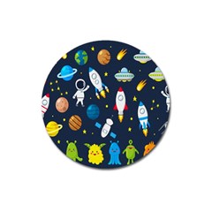 Big Set Cute Astronaut Space Planet Star Alien Rockets Ufo Constellation Satellite Moon Magnet 3  (round) by Wegoenart