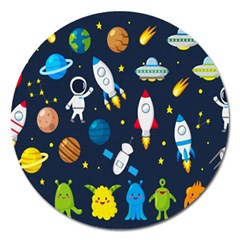 Big Set Cute Astronaut Space Planet Star Alien Rockets Ufo Constellation Satellite Moon Magnet 5  (round) by Wegoenart