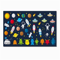 Big Set Cute Astronaut Space Planet Star Alien Rockets Ufo Constellation Satellite Moon Postcards 5  X 7  (pkg Of 10) by Wegoenart