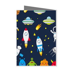 Big Set Cute Astronaut Space Planet Star Alien Rockets Ufo Constellation Satellite Moon Mini Greeting Cards (pkg Of 8) by Wegoenart