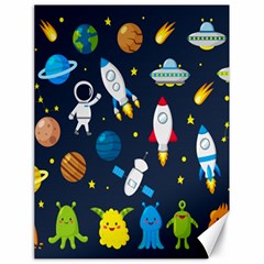 Big Set Cute Astronaut Space Planet Star Alien Rockets Ufo Constellation Satellite Moon Canvas 18  X 24  by Wegoenart