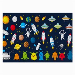 Big Set Cute Astronaut Space Planet Star Alien Rockets Ufo Constellation Satellite Moon Large Glasses Cloth (2 Sides) by Wegoenart