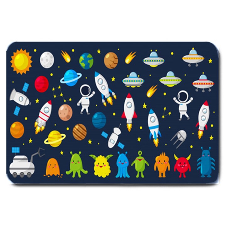 Big Set Cute Astronaut Space Planet Star Alien Rockets Ufo Constellation Satellite Moon Large Doormat