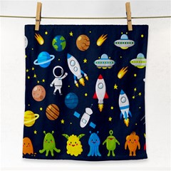 Big Set Cute Astronaut Space Planet Star Alien Rockets Ufo Constellation Satellite Moon Face Towel by Wegoenart