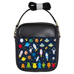 Big Set Cute Astronaut Space Planet Star Alien Rockets Ufo Constellation Satellite Moon Girls Sling Bag by Wegoenart