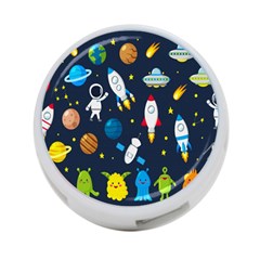 Big Set Cute Astronaut Space Planet Star Alien Rockets Ufo Constellation Satellite Moon 4-port Usb Hub (one Side) by Wegoenart