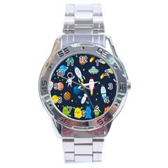 Big Set Cute Astronaut Space Planet Star Alien Rockets Ufo Constellation Satellite Moon Stainless Steel Analogue Watch by Wegoenart