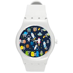 Big Set Cute Astronaut Space Planet Star Alien Rockets Ufo Constellation Satellite Moon Round Plastic Sport Watch (m) by Wegoenart