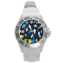 Big Set Cute Astronaut Space Planet Star Alien Rockets Ufo Constellation Satellite Moon Round Plastic Sport Watch (l) by Wegoenart