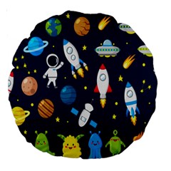 Big Set Cute Astronaut Space Planet Star Alien Rockets Ufo Constellation Satellite Moon Large 18  Premium Round Cushions by Wegoenart