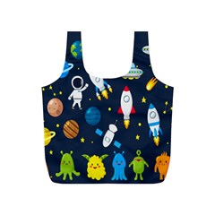 Big Set Cute Astronaut Space Planet Star Alien Rockets Ufo Constellation Satellite Moon Full Print Recycle Bag (s) by Wegoenart