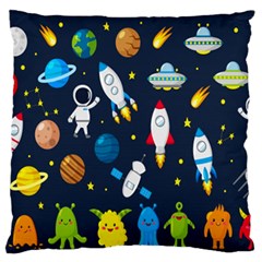 Big Set Cute Astronaut Space Planet Star Alien Rockets Ufo Constellation Satellite Moon Large Flano Cushion Case (two Sides) by Wegoenart