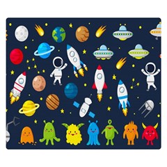 Big Set Cute Astronaut Space Planet Star Alien Rockets Ufo Constellation Satellite Moon Double Sided Flano Blanket (small)  by Wegoenart