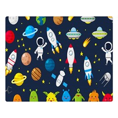 Big Set Cute Astronaut Space Planet Star Alien Rockets Ufo Constellation Satellite Moon Double Sided Flano Blanket (large)  by Wegoenart