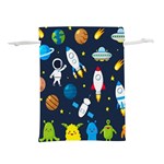 Big Set Cute Astronaut Space Planet Star Alien Rockets Ufo Constellation Satellite Moon Lightweight Drawstring Pouch (M) Front