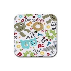 Seamless Pattern Vector With Funny Robot Cartoon Rubber Coaster (square) by Wegoenart