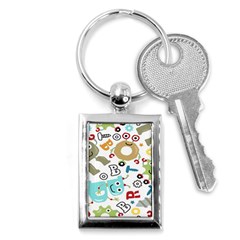 Seamless Pattern Vector With Funny Robot Cartoon Key Chain (rectangle) by Wegoenart