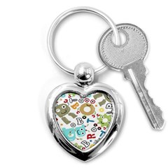 Seamless Pattern Vector With Funny Robot Cartoon Key Chain (heart) by Wegoenart