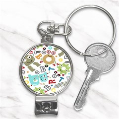 Seamless Pattern Vector With Funny Robot Cartoon Nail Clippers Key Chain by Wegoenart