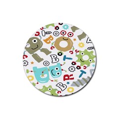 Seamless Pattern Vector With Funny Robot Cartoon Rubber Coaster (round) by Wegoenart