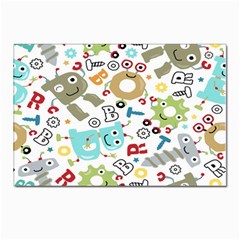 Seamless Pattern Vector With Funny Robot Cartoon Postcard 4 x 6  (pkg Of 10)