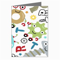 Seamless Pattern Vector With Funny Robot Cartoon Greeting Card by Wegoenart