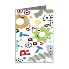 Seamless Pattern Vector With Funny Robot Cartoon Mini Greeting Card