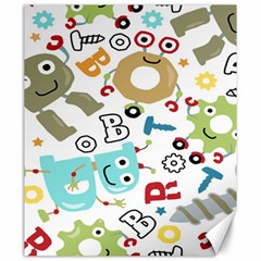 Seamless Pattern Vector With Funny Robot Cartoon Canvas 20  X 24  by Wegoenart