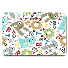 Seamless Pattern Vector With Funny Robot Cartoon Large Doormat by Wegoenart