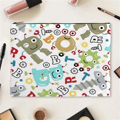 Seamless Pattern Vector With Funny Robot Cartoon Cosmetic Bag (xl) by Wegoenart