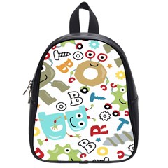 Seamless Pattern Vector With Funny Robot Cartoon School Bag (small) by Wegoenart