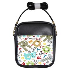 Seamless Pattern Vector With Funny Robot Cartoon Girls Sling Bag by Wegoenart